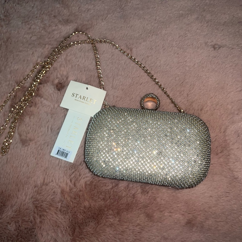 NWT Starlet Gold Hollywood Purse with Gold Chain